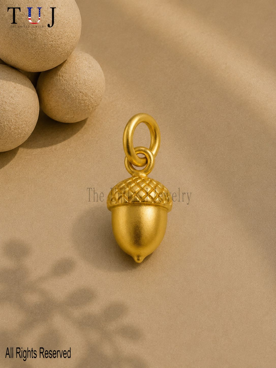 925 Sterling Silver Acorn Pendant | Gold Plated Nature Charm | Symbol of Strength & Growth