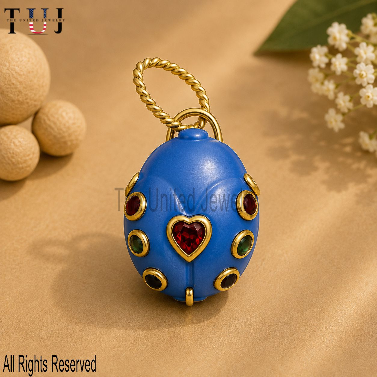 925 Sterling Silver Turquoise With Multisapphire Ladybug Carving Pendant, Bug Charm Pendant