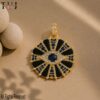 925 Sterling Silver Blue sapphire & diamond evil eye Pendant