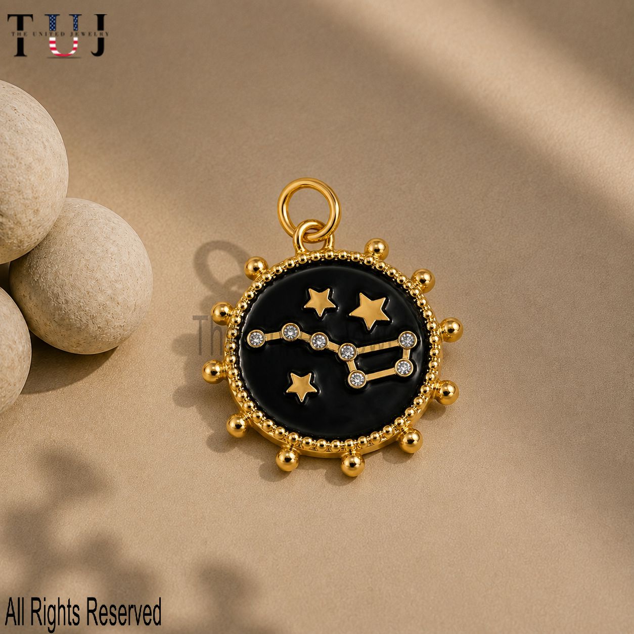 Star Zodiac Astrology Enamel Pendant 925 Sterling Silver Jewelry