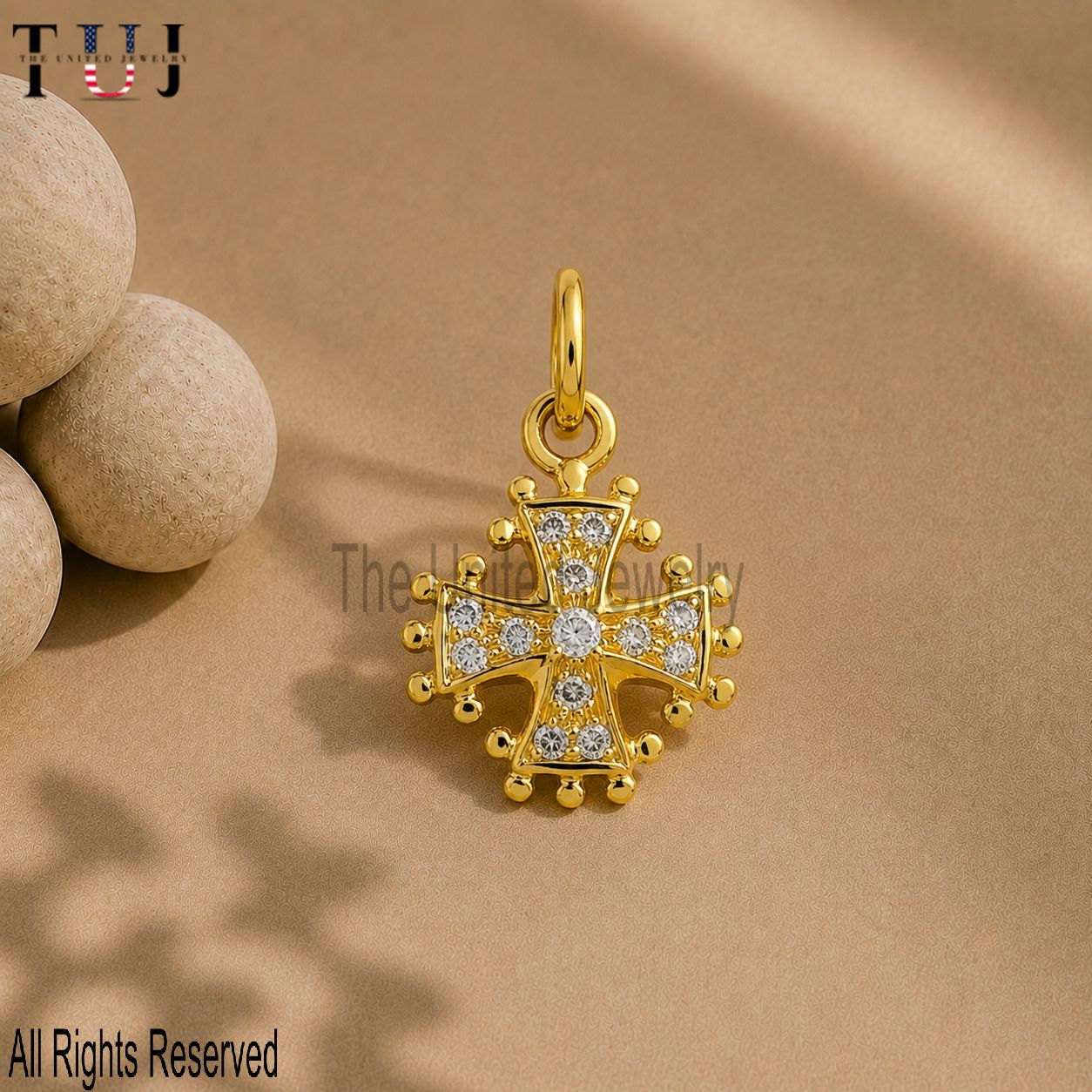 Micro Pave Diamond Cross Mythological Charm Pendant 925 Sterling Silver Jewelry