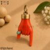 925 Sterling Silver Figa Hand Pendant, Coral & Turquoise, Good Luck Charm