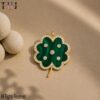 Sterling Silver Malachite Clover Pendant Necklace: Diamond Accent, Good Luck Charm