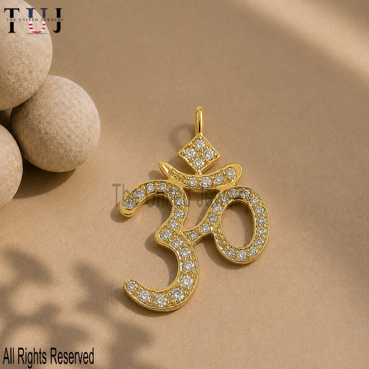 Pave Diamond "OM" Religious Pendant 925 Sterling Silver Jewelry