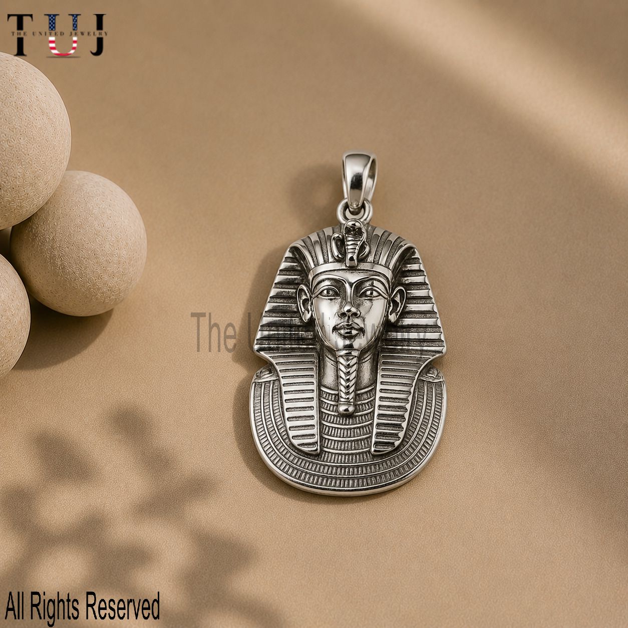 Handmade Sterling Silver King Tut Pharaoh Pendant: Ancient Egyptian Amulet