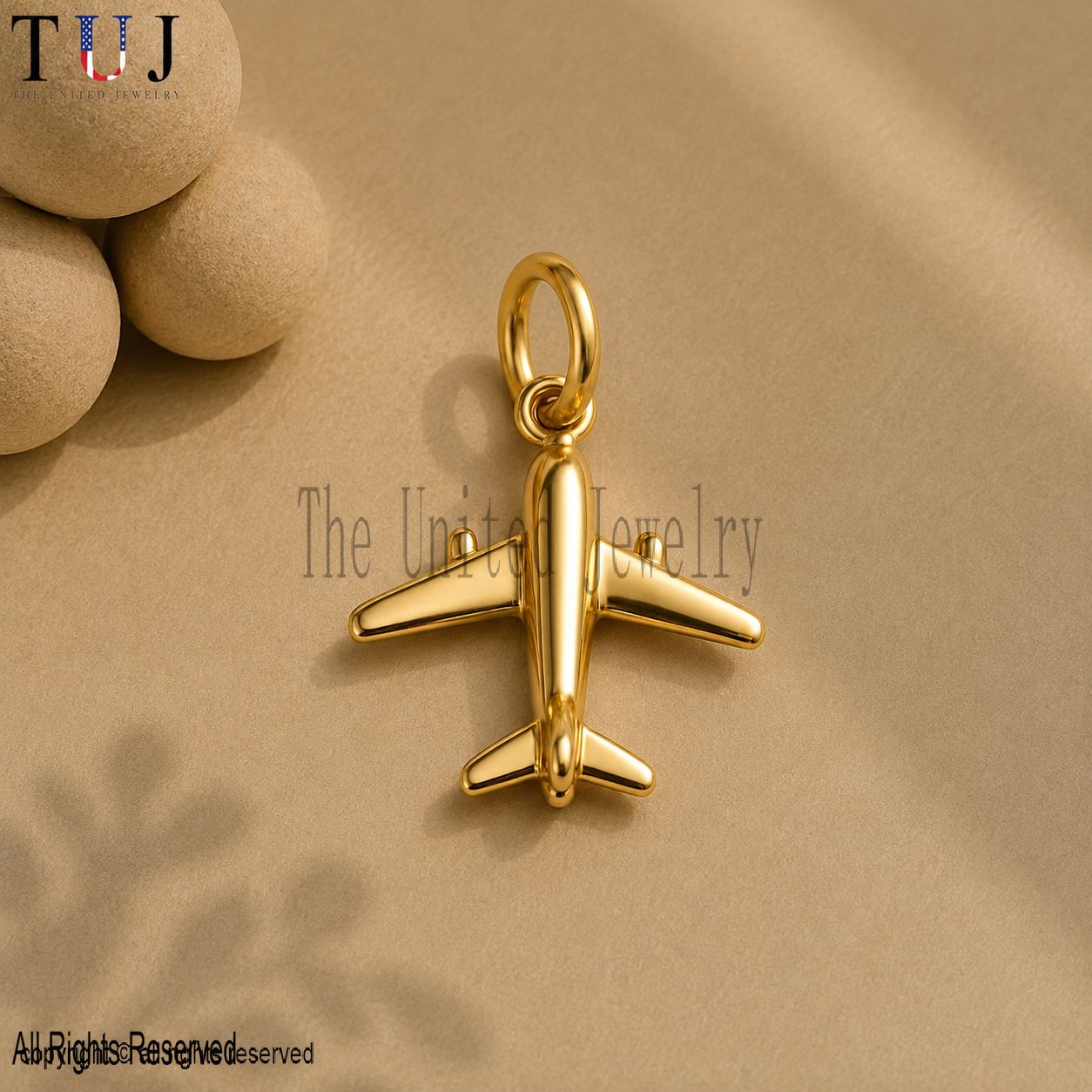 925 Sterling Silver Airplane Pendant | Gold Plated Travel Charm