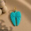 Turquoise Feather Wing Pendant: Hand-Carved Gemstone, Gold Plated Sterling Silver