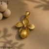 18K Gold Plated Sterling Silver Orchid Pendant - Botanical Necklace