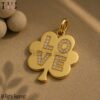 Gold Plated Sterling Silver Clover LOVE Pendant Necklace: CZ Diamond Charm