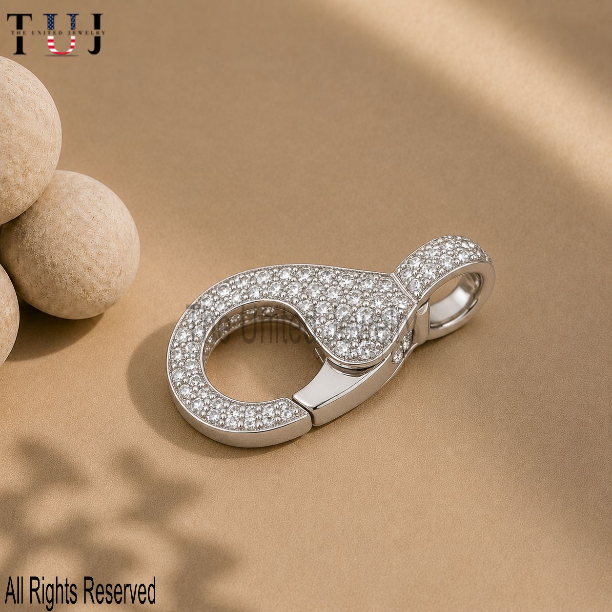 Sterling Silver Charm Clasp: Pave CZ Lobster Lock Connector