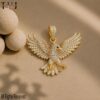 925 Sterling Silver Eagle Pendant | Gold Plated Bird Necklace with Moissanite Stones