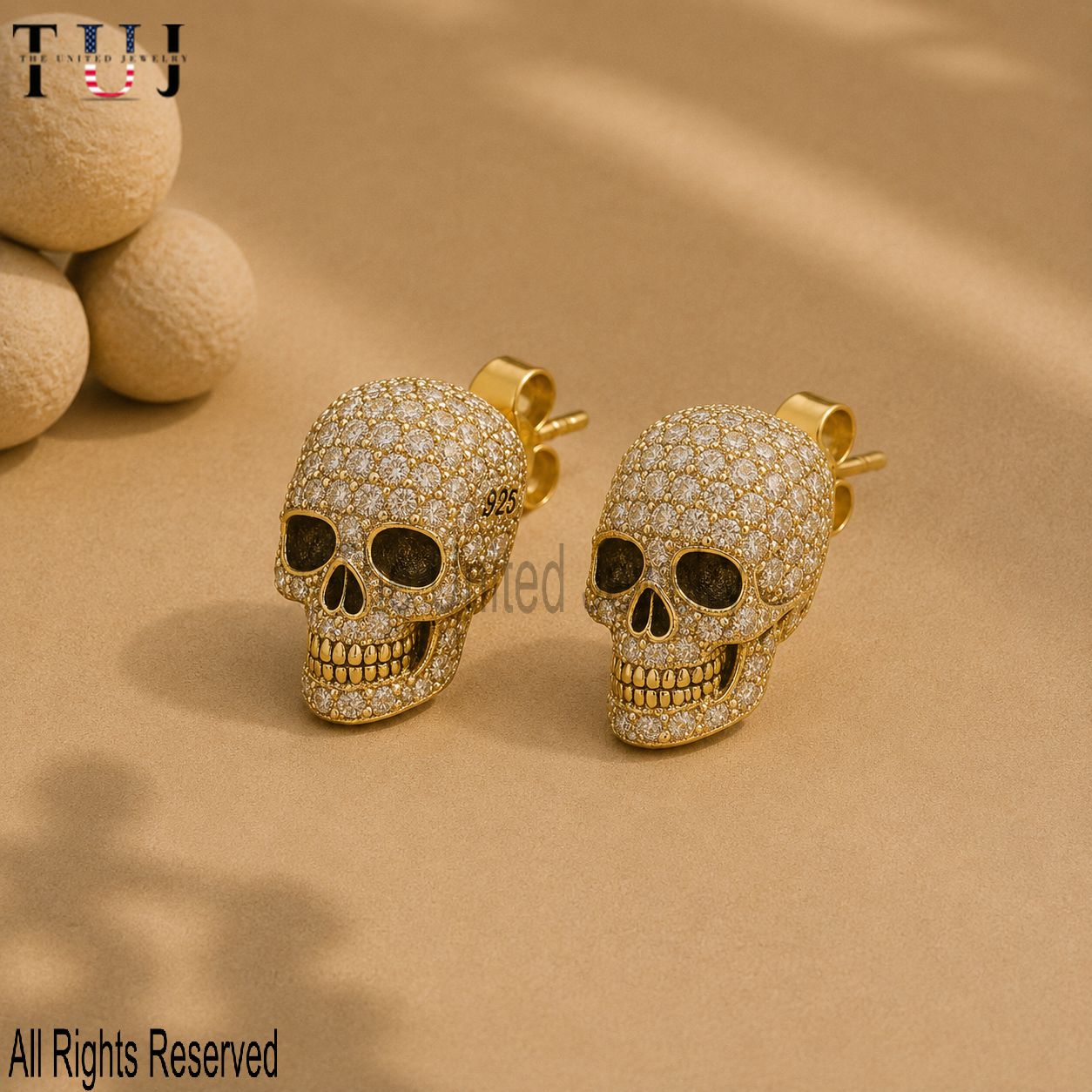 Sterling Silver Skull Stud Earrings: Gothic Pave CZ Jewelry