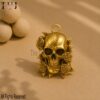 Gold Plated Sterling Silver Rose Skull Pendant, Gothic Jewelry