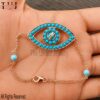 Turquoise Evil Eye Bracelet – Rose Gold Plated 925 Sterling Silver, Protection Jewelry, Adjustable Chain