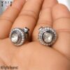 Sterling Silver Polki Diamond Stud Earrings: Antique Halo Jewelry