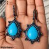 Handmade Sterling Silver Turquoise Earrings: Sapphire & Diamond Dangle