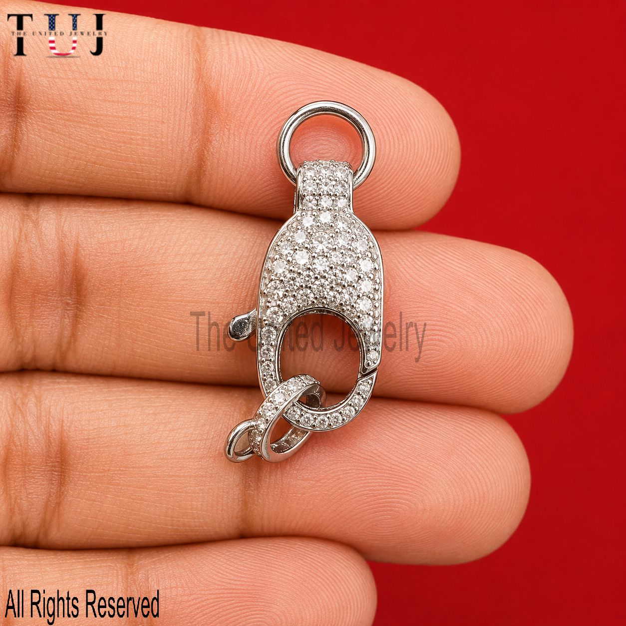 Handmade Diamond Ring 925 Sterling Silver Lobster Clasp Lock Jewelry