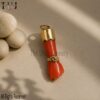 Carved Coral Figa Hand Lucky Charm Pendant 925 Sterling Silver Jewelry