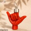 Sterling Silver Shaka Hand Pendant: Gold Plated Coral , Hang Loose Jewelry