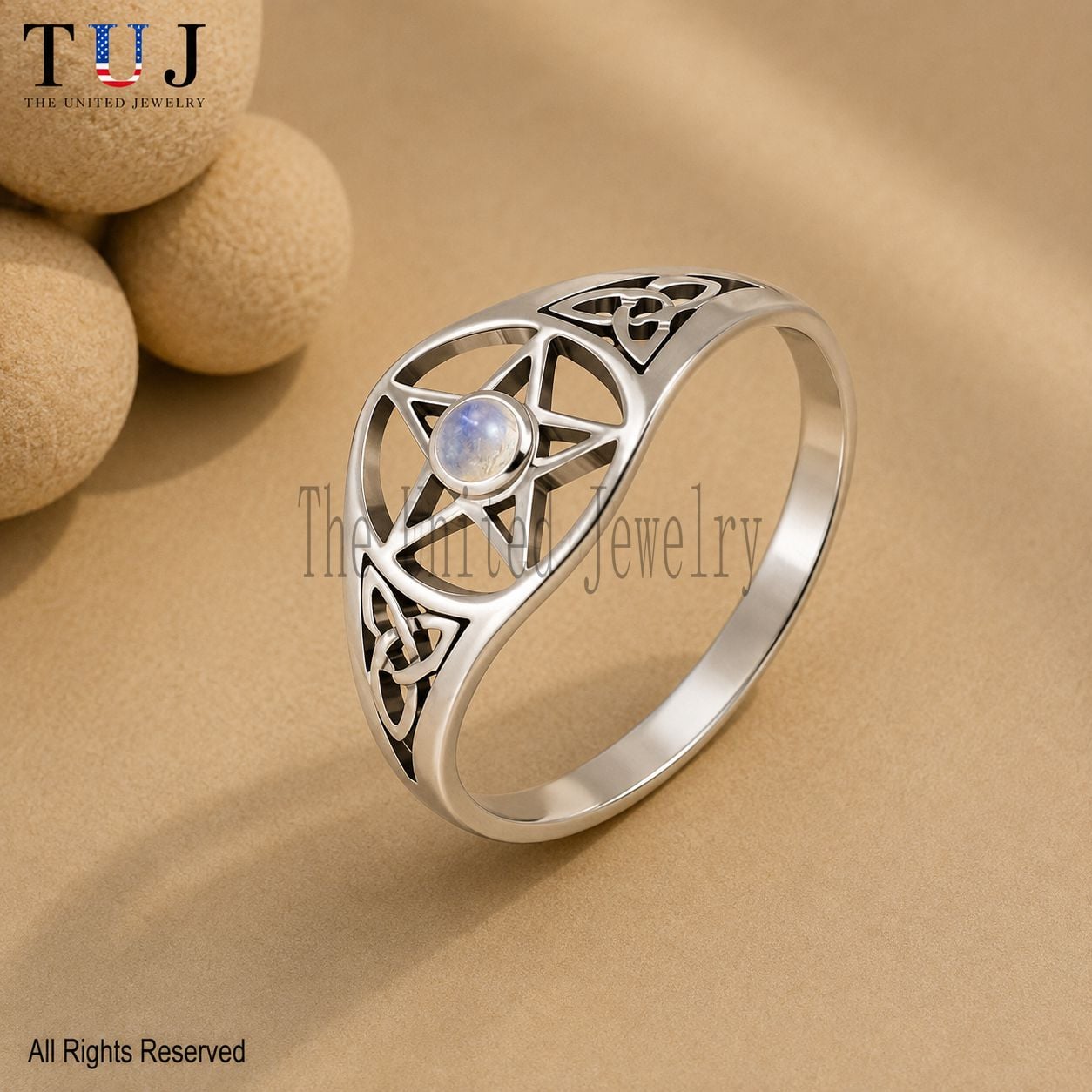 Moonstone Handmade Filigree Ring 925 Sterling Silver Jewelry