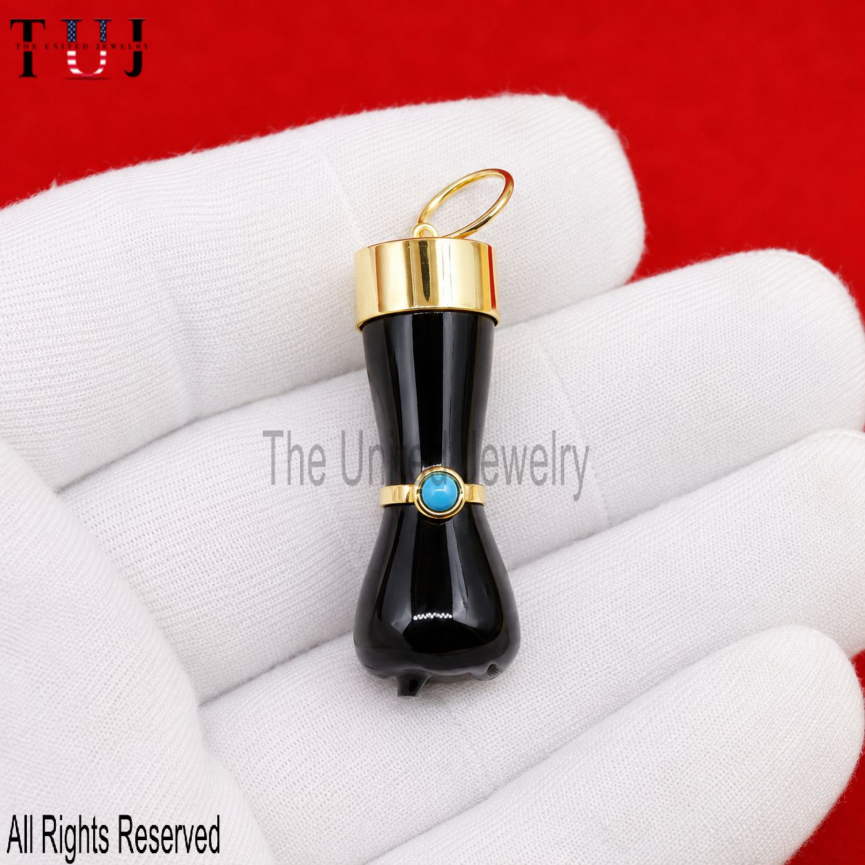 Carved Black Onyx Figa Hand Lucky Charm Pendant 925 Sterling Silver Jewelry