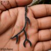 925 Sterling Silver Black Onyx Leaf Pendant Jewelry