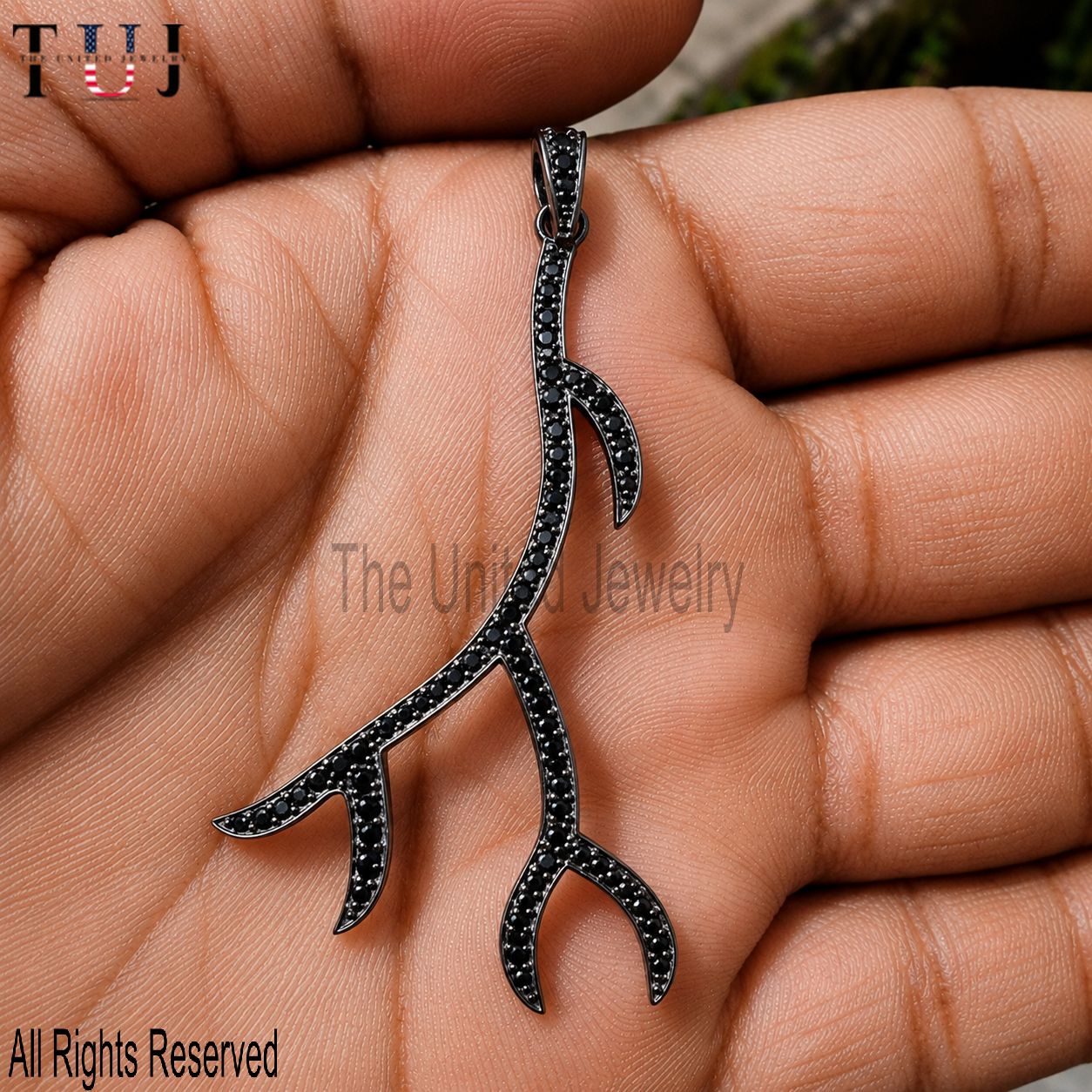 925 Sterling Silver Black Onyx Leaf Pendant Jewelry