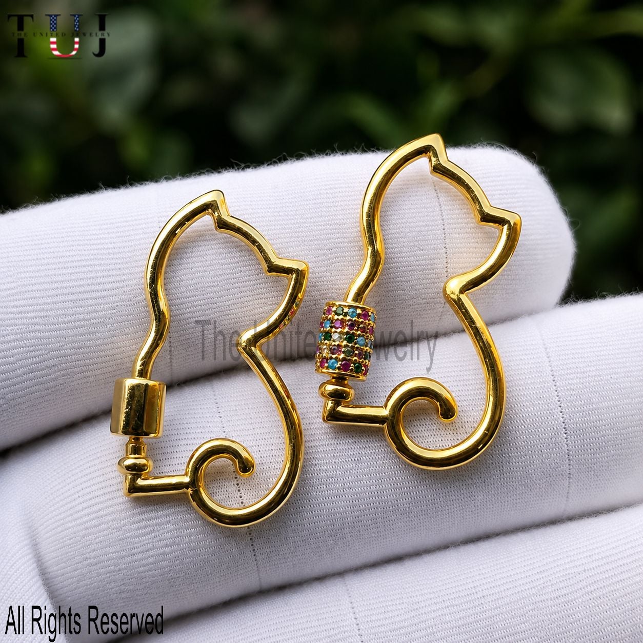 Cat Shape Carabiner Clasp Lock Jewelry Findings 925 Sterling Silver Jewelry