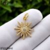 14k Solid Gold Diamond Starburst Pendant Necklace (25mm