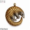 Pangolin Pendant Necklace | Handcrafted Silver & Gold Two-Tone Animal Pendant | Wildlife Lover Gift