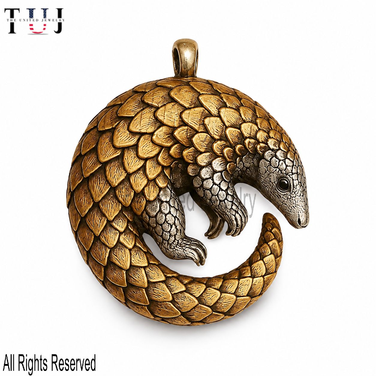 Pangolin Pendant Necklace | Handcrafted Silver & Gold Two-Tone Animal Pendant | Wildlife Lover Gift