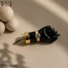 Carved Black Onyx Figa Hand Lucky Charm Pendant 925 Sterling Silver Jewelry