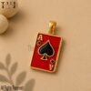 Gold Plated Sterling Silver Ace of Spades Pendant - Red & Black Enamel