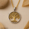 925 Sterling Silver Tree of Life Pendant Necklace | Two Tone Gold & Silver Spiritual Jewelry