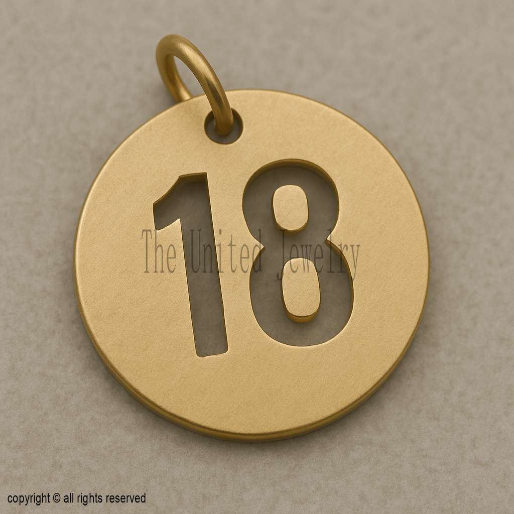 Custom Number Pendant Necklace | 925 Sterling Silver Gold Plated Cut Out Disc
