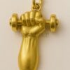 Gold Dumbbell Hand Pendant | Fitness Gym Jewelry | Strength Training Necklace for Men & Women