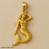 Gold Plated Sterling Silver Mermaid Pendant: Ocean Nautical Jewelry