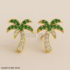 Gold Plated Sterling Silver Palm Tree Stud Earrings: CZ Tropical Jewelry