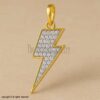 Handmade Gold Plated Sterling Silver Lightning Bolt Pendant - Moissanite Charm
