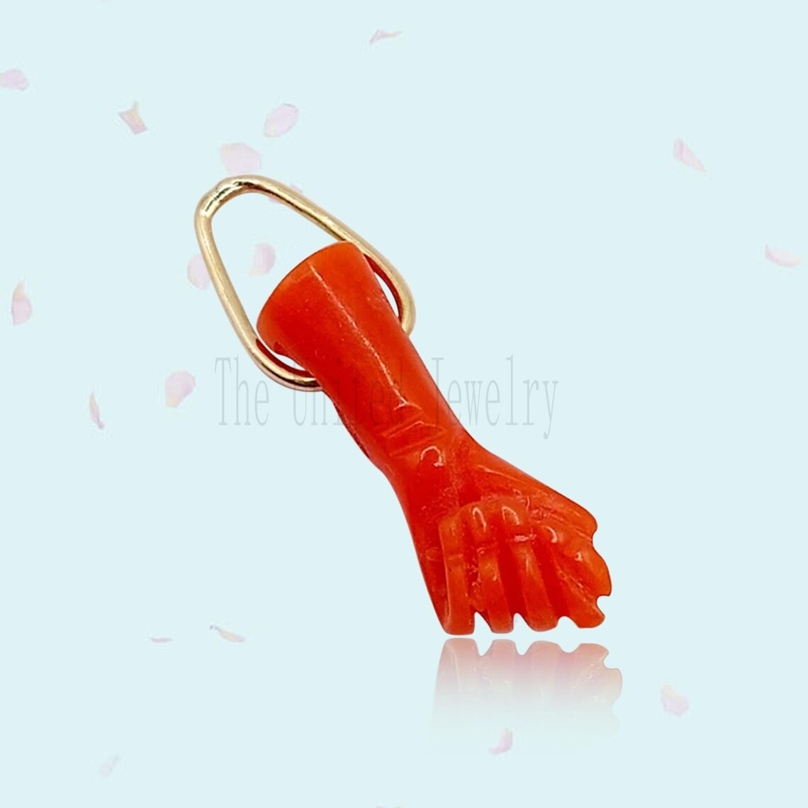 Carved Carnelian Figa Hand Lucky Charm Pendant 925 Sterling Silver Jewelry