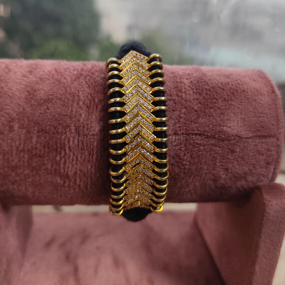 Handmade Black Thread With Pave Diamond Arrow Design Bracelet In 925 Sterling Silver Jewelry