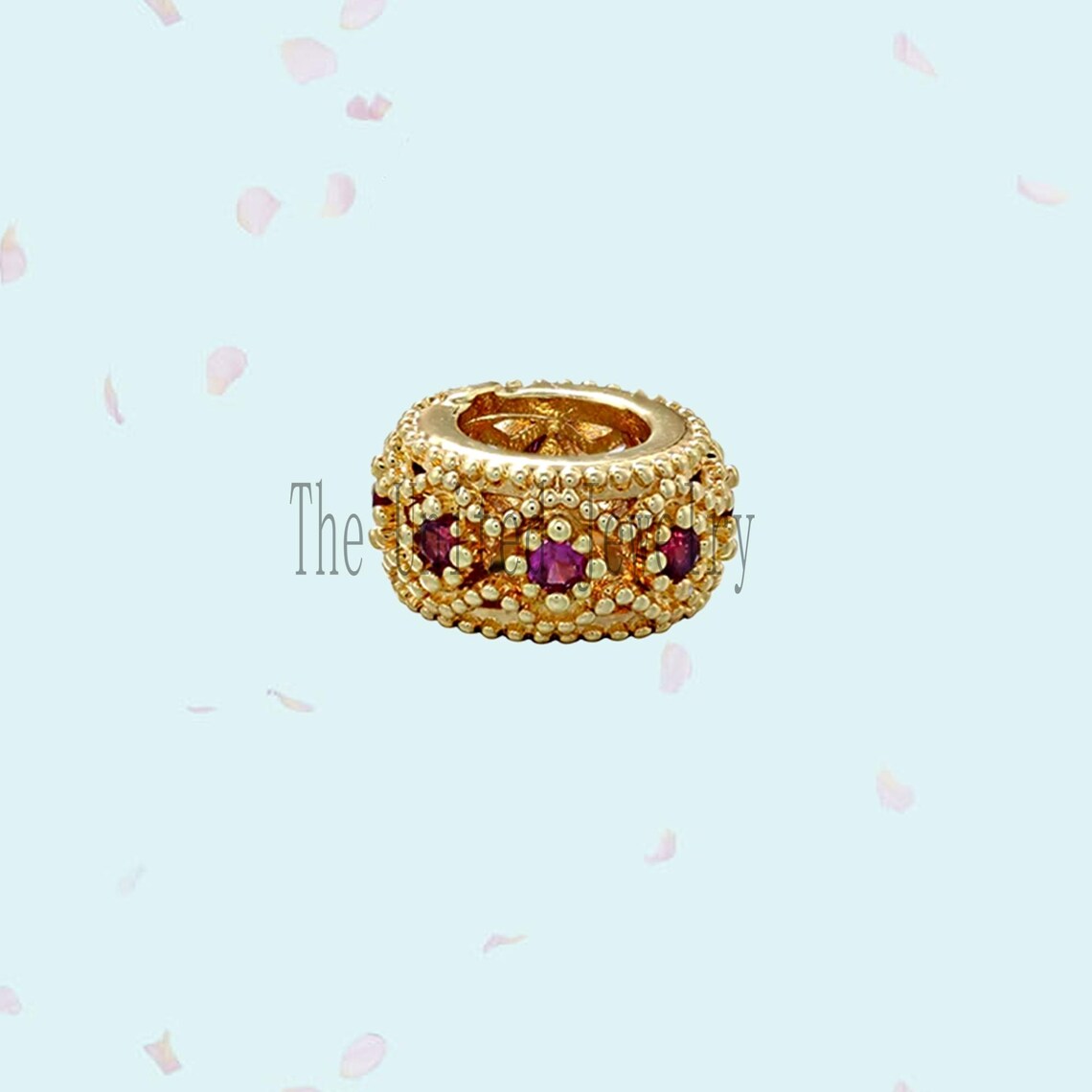 Yellow Gold Plating Handmade Ruby Roundle Spacer Finding In 925 Sterling Silver