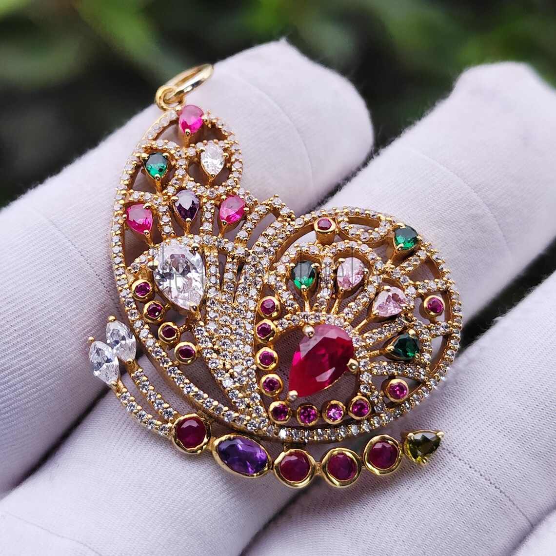 925 Sterling Silver Handmade Multi Sapphire Butterfly Pendant Necklace Jewelry