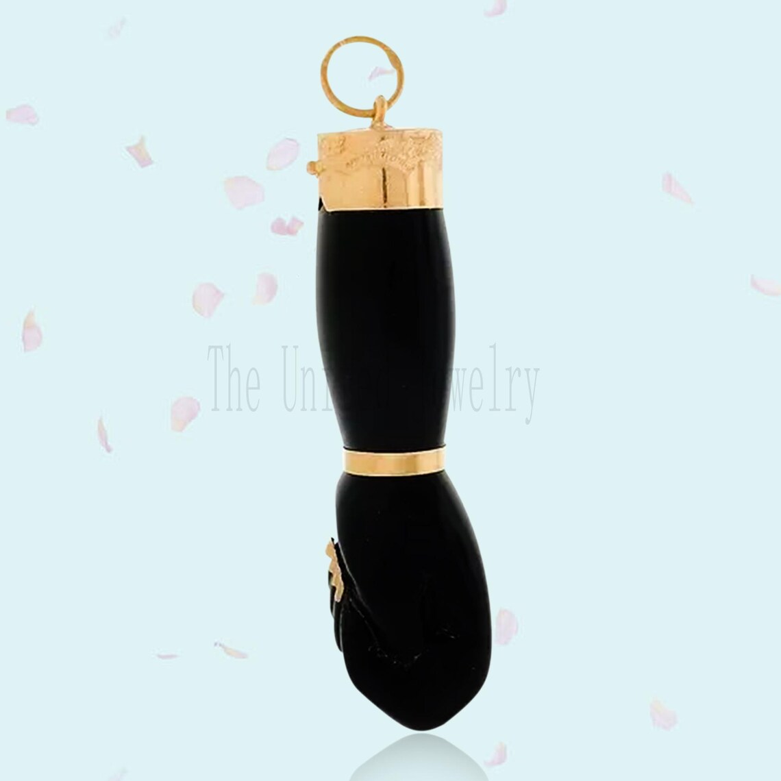 Carved Black Onyx Figa Hand Lucky Charm Pendant 925 Sterling Silver Jewelry