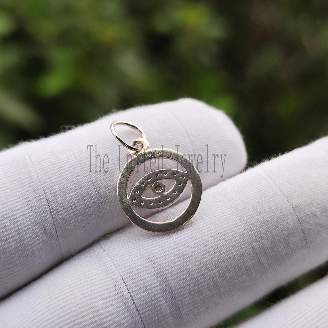 Dainty Ruby Handmade 925 Sterling Silver Round Evil Eye Charm Pendant Necklace Jewelry