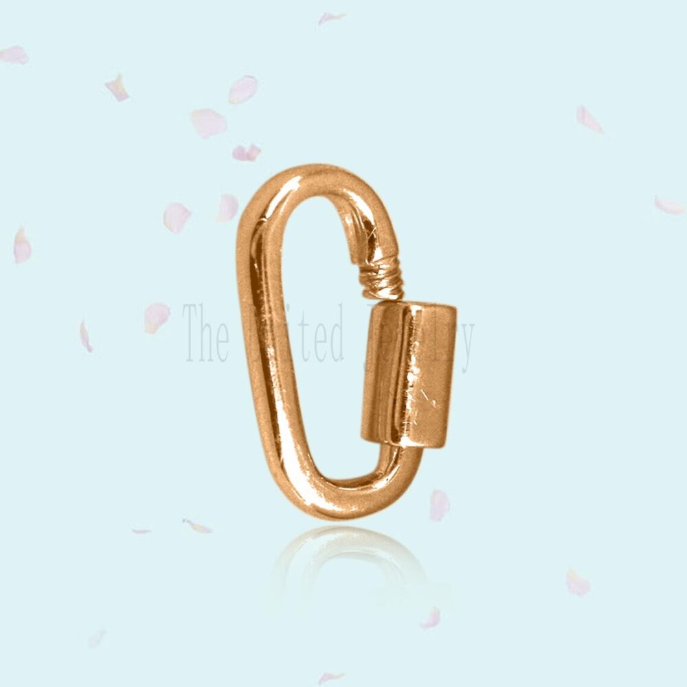 14k Solid Yellow Gold Mini Carabiner Clasp Lock Jewelry Findings