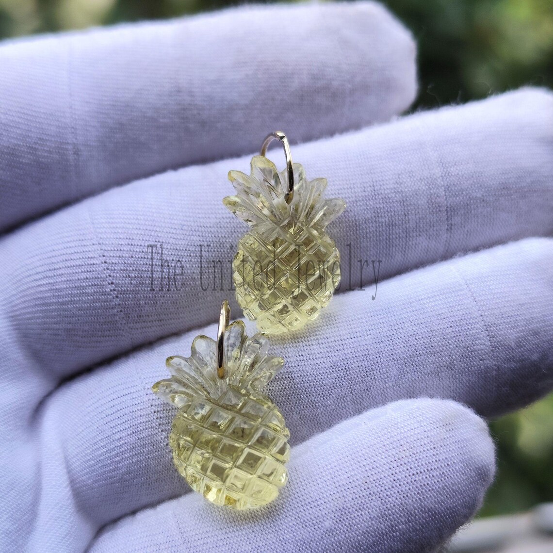 925 Sterling Silver Natural Lemon Quartz Pineapple Carving Pendant