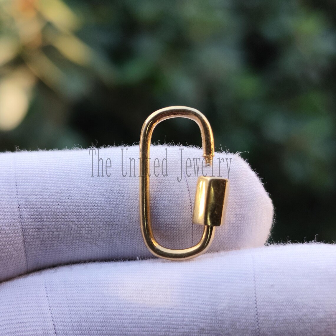 25mm Yellow Gold Plating Carabiner Clasp Lock Jewelry Findings 925 Sterling Silver