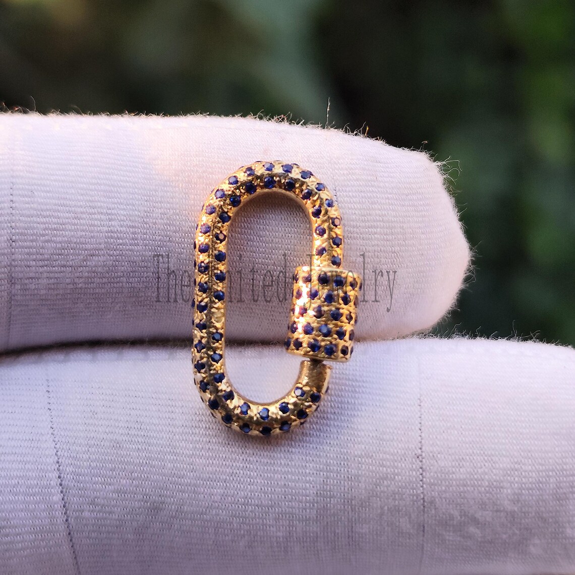 Blue Sapphire Handmade Carabiner Clasp Lock Jewelry Findings 925 Sterling Silver