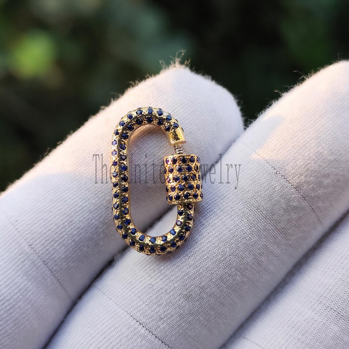 Blue Sapphire Handmade Carabiner Clasp Lock Jewelry Findings 925 Sterling Silver